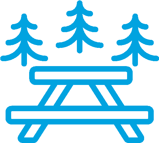 Picnic Table In Front Of Pine Trees - Picnic (512x512)