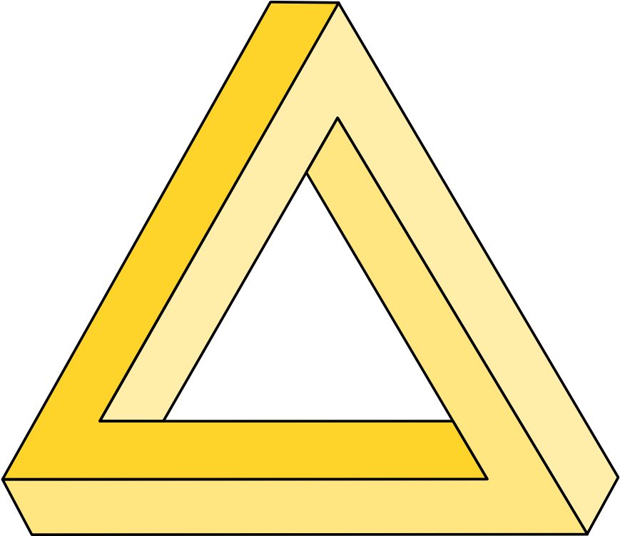 Penrose Triangle Illusion - Triangle Illusion Without Background (1000x750)