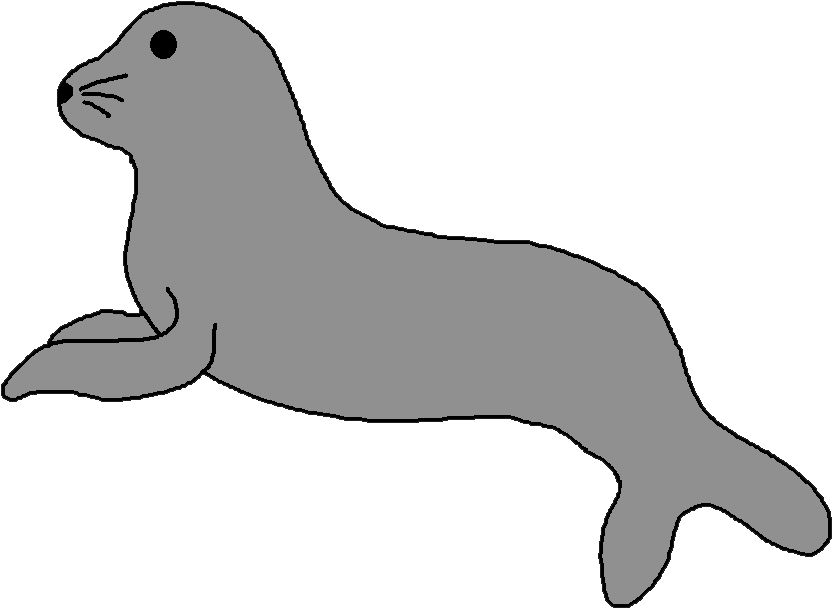 Leopard Seal Clipart Black And White - Cartoon Seals (862x633)