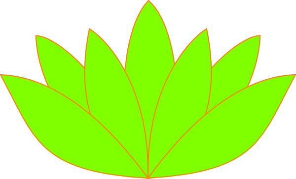 This Free Clip Arts Design Of Green Orange Lotus Flower - Drawing (600x364)