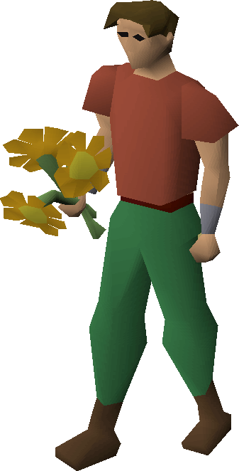 A Player Wielding A Posy Of Orange Flowers - Flower (337x662)