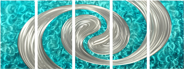 Ocean Swirl' Large Metal Wall Art Brushed Aluminum - Metal (780x780)