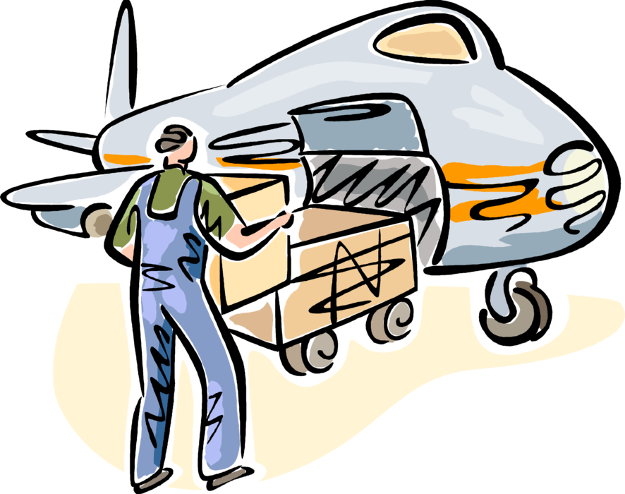 Vector Illustration Of Airport Terminal Baggage Handler - Clip Art (886x700)