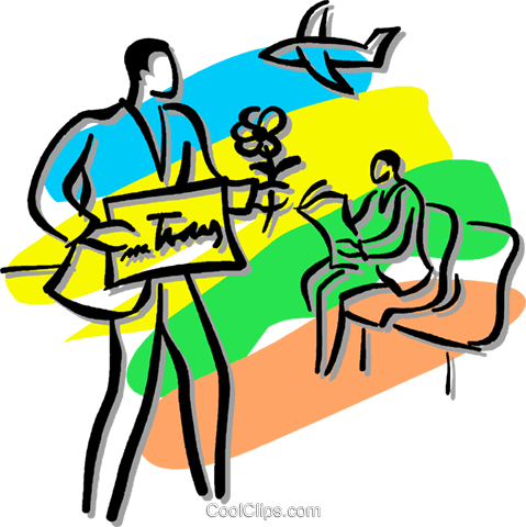 Man Waiting For Someone At The Airport Royalty Free - Clip Art (479x480)