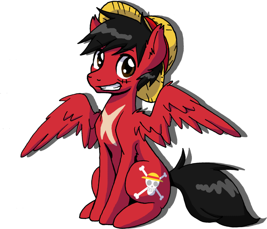 Mikixthexgreat, Hat, Monkey D Luffy, One Piece, Pegasus, - Monkey D Luffy Pony (1024x924)