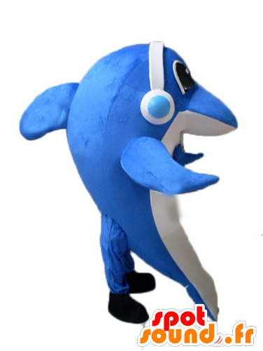 Mascote Golfinho Listrado Com Fones De Ouvido - Mascot (600x600)