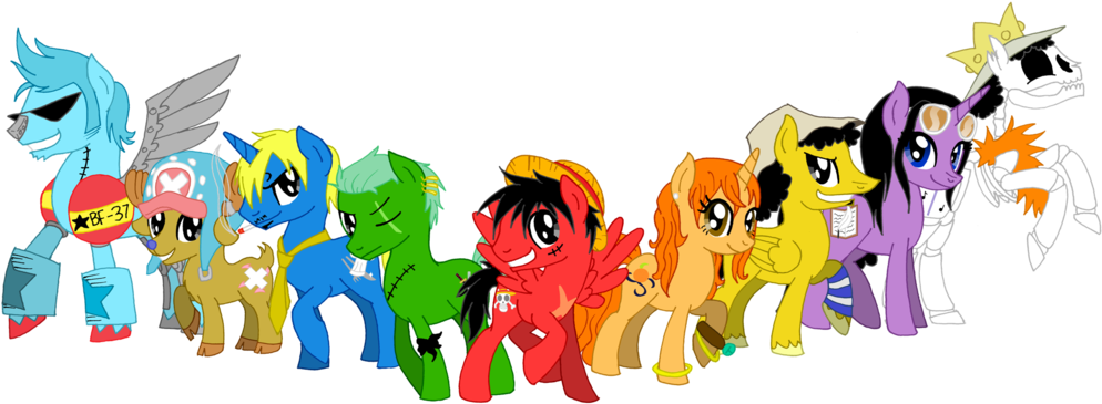 Straw Hat Ponies By Lankysandwich - Cartoon (1024x387)