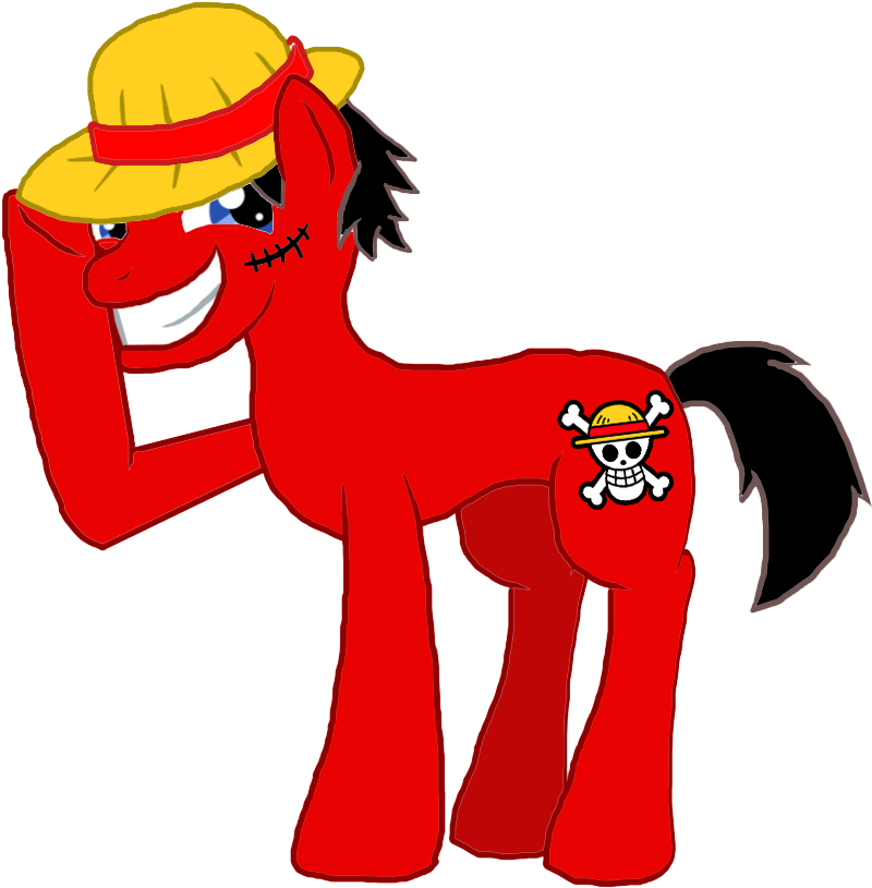 Moheart7, Hat, Monkey D Luffy, One Piece, Ponified, - Monkey D Luffy Pony (1000x1000)