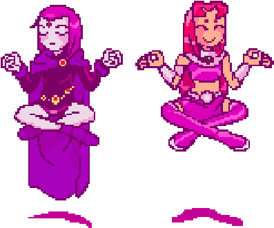 Teen Titans Raven Starfire Pixel Art Ponynautic Can - Raven Teen Titans Pixel (482x400)