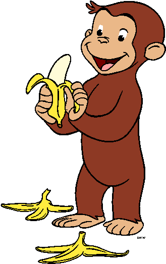 Free Curious George Clipart Image - Curious George With Banana (350x554)