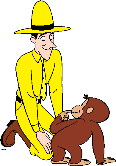 Curious George Clipart - Curious George And Man In The Yellow Hat (400x569)