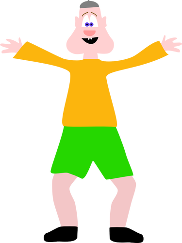 Happy Cartoon Man Vector Clip Art - Clip Art Body (375x500)