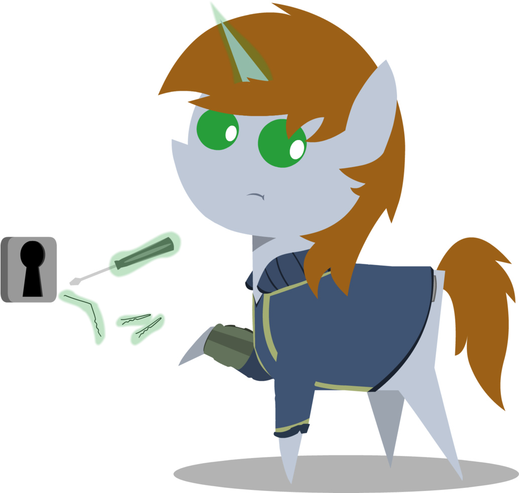 Darksoma, Fallout Equestria, Female, Lockpicking, Looking - Lock Picking (1033x1024)