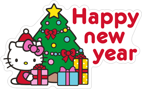 Sticker 11 From Collection «hello Kitty Winter Holiday» - Happy New Year 2018 Wishes (490x317)