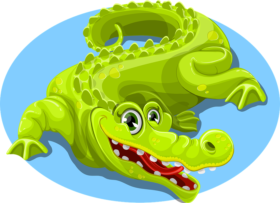 Crocodile In Water Cartoon Png (960x696)