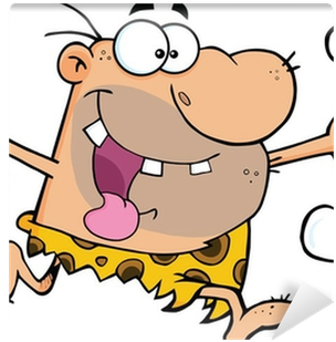 Happy Caveman Running With A Big Bone Wall Mural • - 175 Yo Papa Jokes (400x400)
