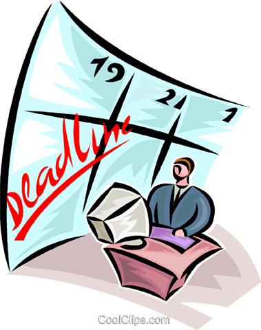 Man Working Hard To Meet A Deadline Royalty Free Vector - Deadline Clipart Png (379x480)