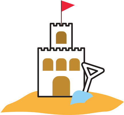 Beach Sandcastle With Shovel - Vector Graphics (550x550)