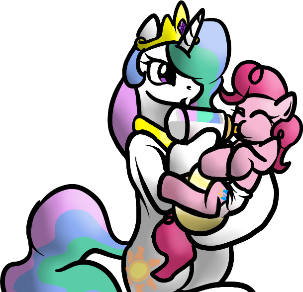 Celestia Bottlefeds Pinkie Pie By Hodgepodgedl - Pinkie Pie (609x587)