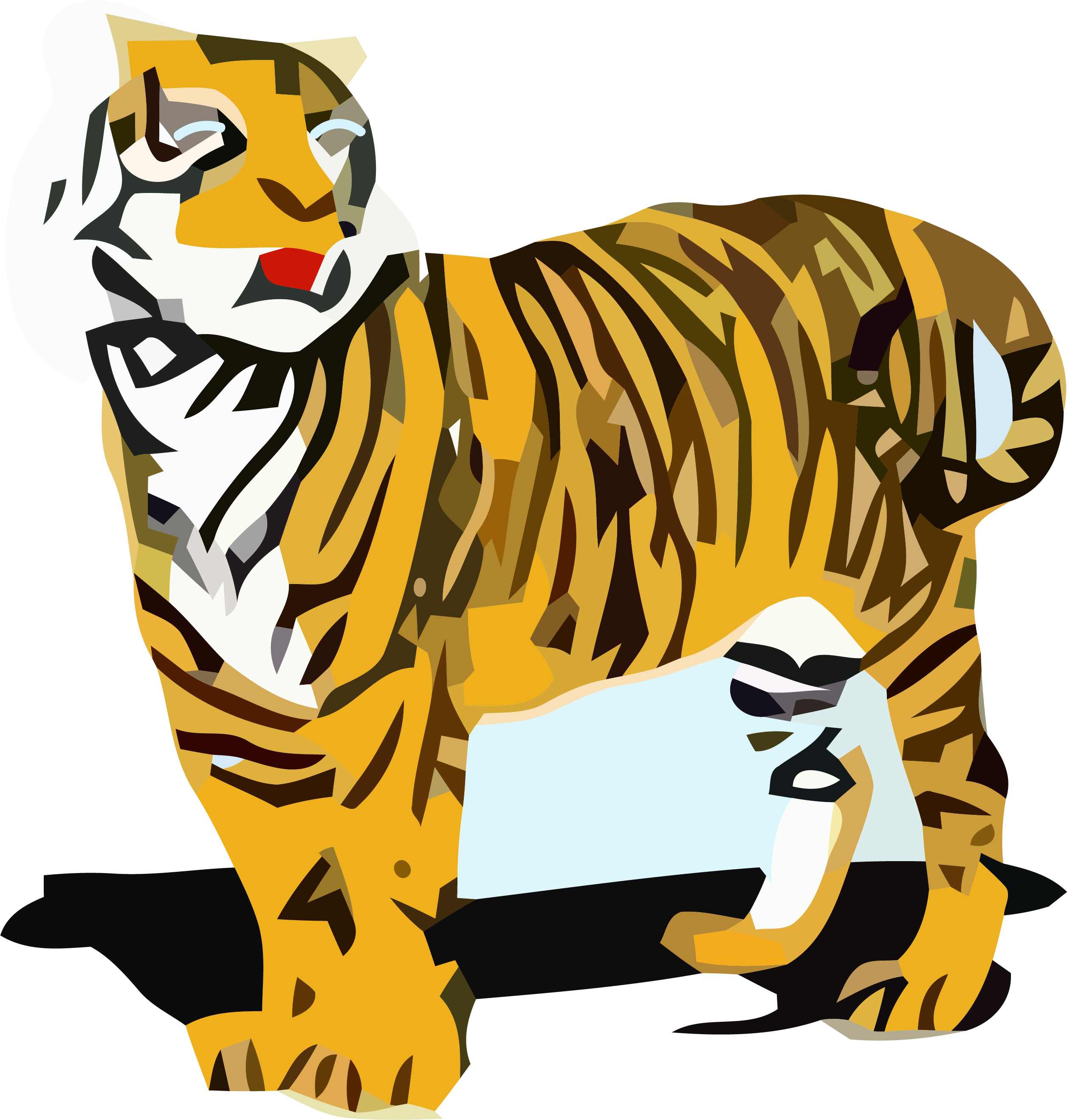 Look Tigger Clipart Png - Tiger Clipart (2512x2635)