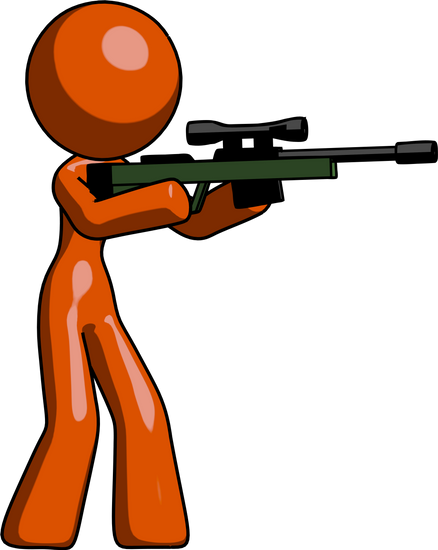 Orange Design Mascot Woman - Rifle (438x550)