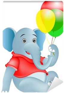 Cute Elephant And Balloon Cartoon Wall Mural • Pixers® - Cartoon (400x400)