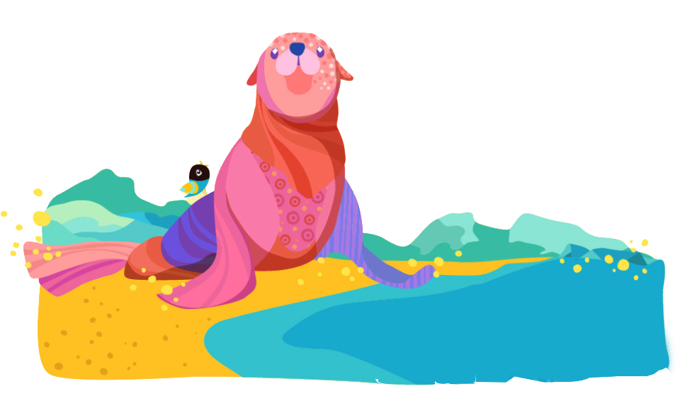 Sea Lion Fur Seal Cartoon Illustration - Beach (1024x711)