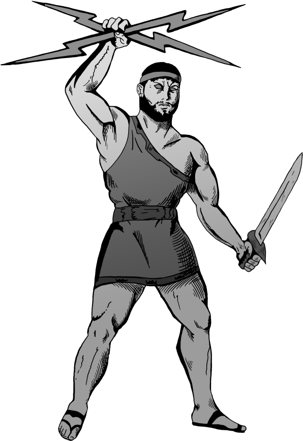Titan Clipart Holding Two Lightening Bolts Overhead - Illustration (600x900)