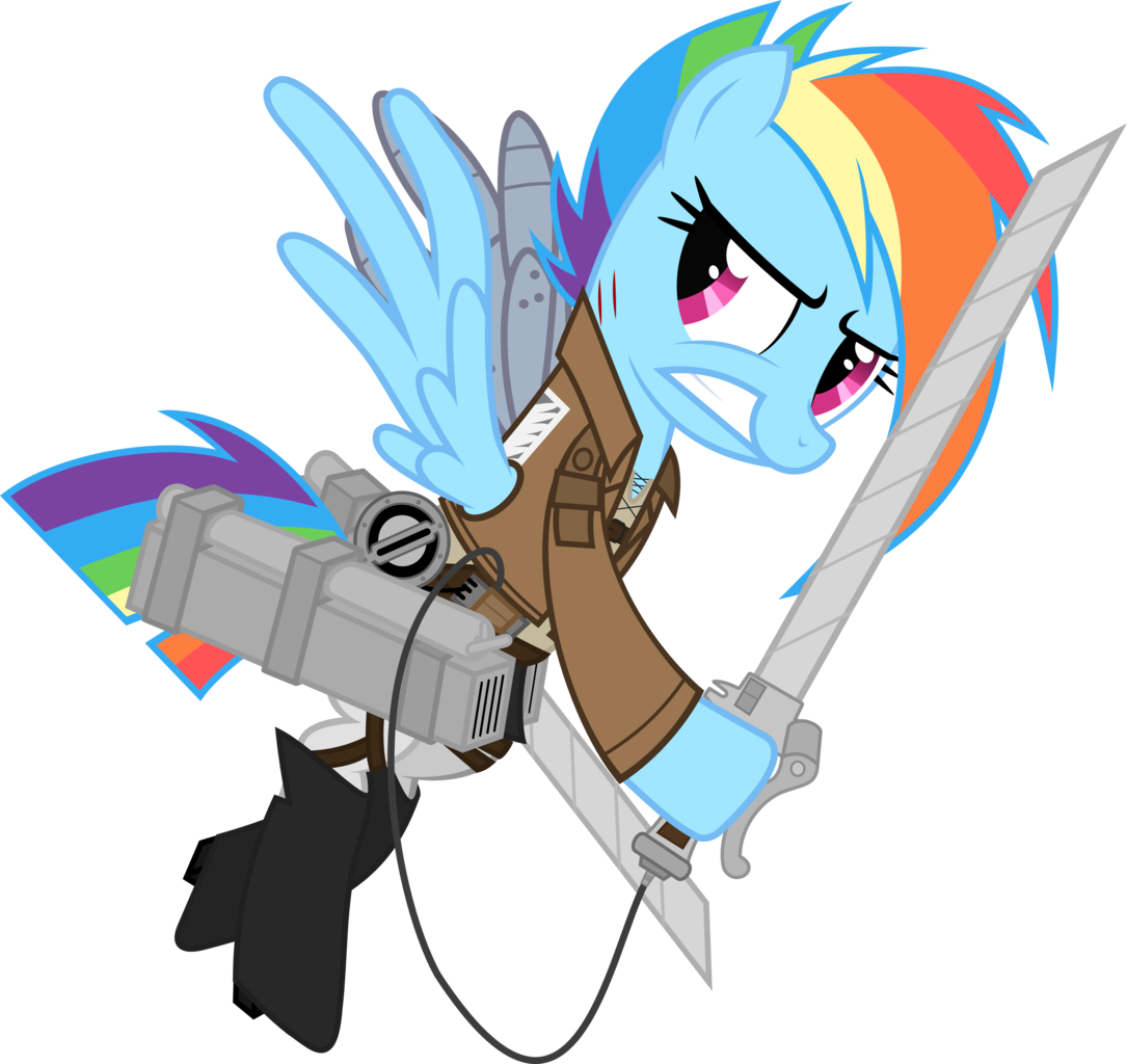 Hotsun6392, Attack On Titan, Rainbow Dash, Safe, Simple - Cartoon (1085x1024)