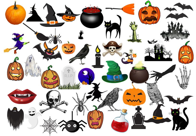 Halloween Elements Png Clipart - Free Vector Graphics (1000x667)