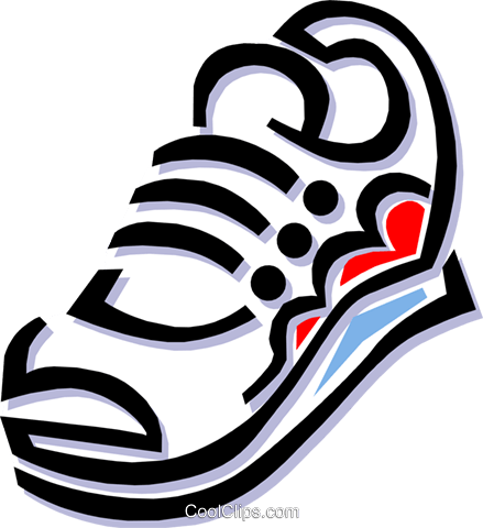 Running Shoes Royalty Free Vector Clip Art Illustration - Running Shoe Clip Art (439x480)