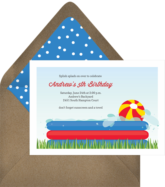 Beach Ballin Invitation In Blue - Triangle (550x625)
