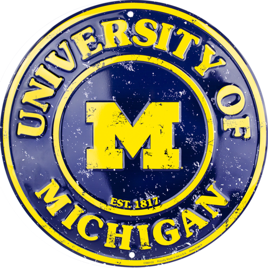 Michigan Wolverines Circle - Michigan Wolverines Circle Sign (530x530)