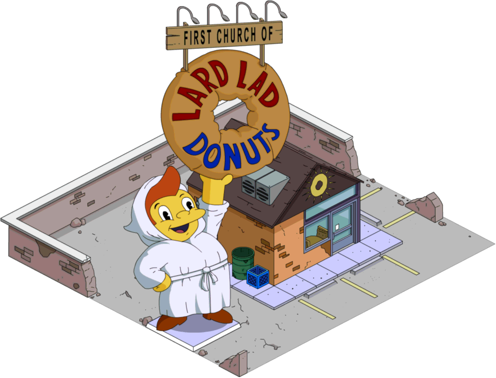 First Church Of Lard Lad Tapped Out - Simpsons Lard Lad Donuts (1010x770)