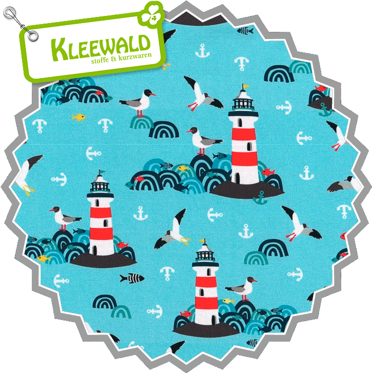 Lighthouse Island / Türkis / Baumwolljersey Lila-lotta - Schöner Baumwolljersey Lighthouse Island By Lila-lo (768x768)