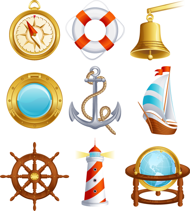 Nautical Theme Vector Material - Nautical Theme Vector Material (624x695)