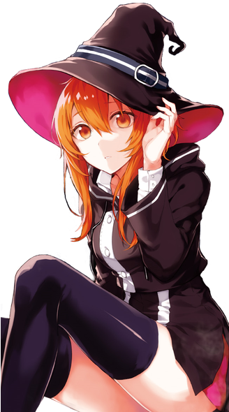 Anime Picture With Original Arisaka Ako's Witch Arisaka - Anime Witch Orange Hair (327x600)