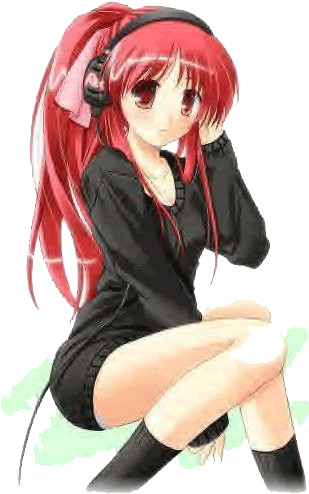Adelle Henderman She Kinda Looks Like That - Headphone Anime Girl Red Hair (324x495)