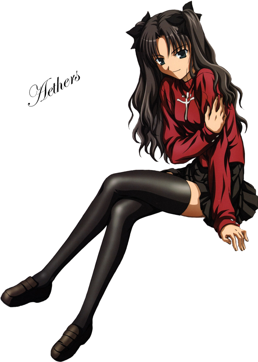 Anime Transparent Png Sticker - Fate Stay Night Rin Png (900x1284)