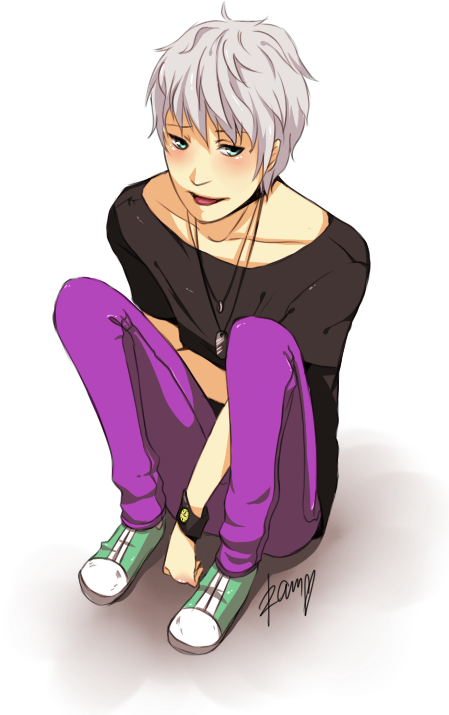 Virtual Children - Anime Boy Sitting Png (458x719)
