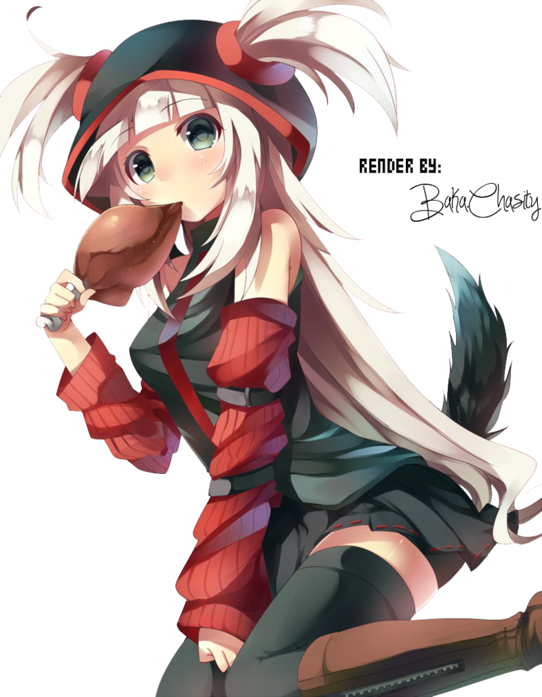 Random Anime Girl Render By Bakachasity- - Anime Girl Eating Chicken (788x1013)