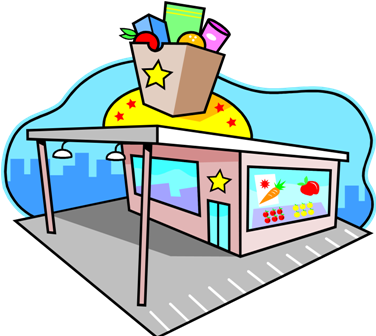 Deluxe Bank Clipart Quia Places Around Town - Supermarket (376x336)