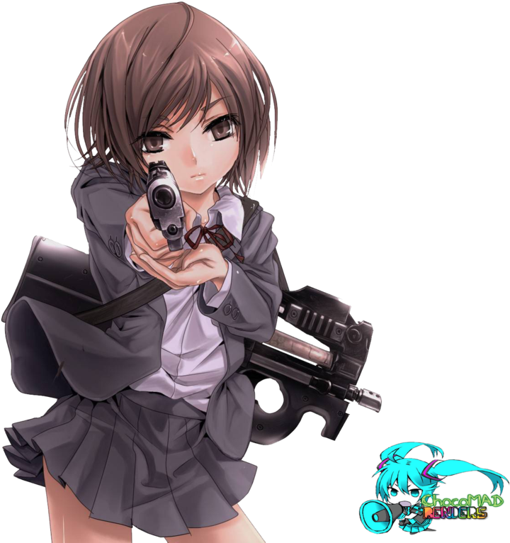 Gunslinger Girl Anime Drawing Gunfighter - Anime Girl Gun Render (1024x768)