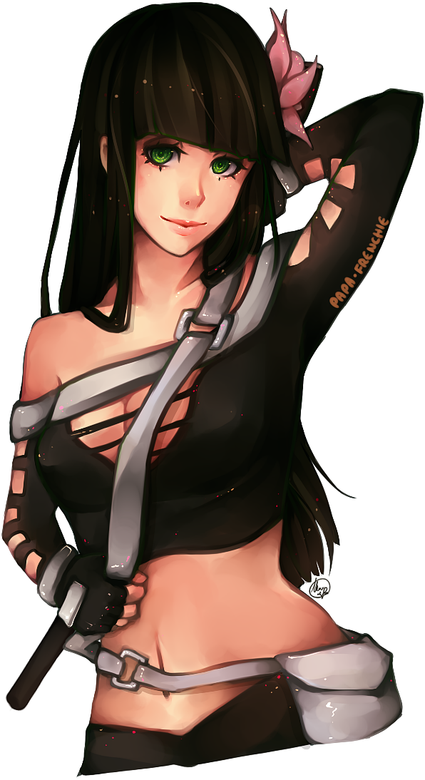 Anime Girl Dark Brown Hair Green Eyes - Naruto Oc Black Hair (652x1120)