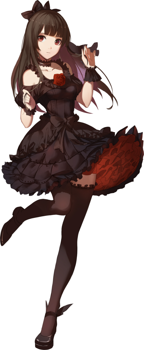 [render] Random Anime Girl By Littlediety - Anime Girl In A Black Dress (574x1391)