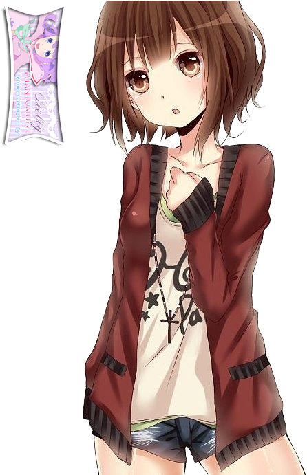 Anime Short Brown Haired Girl Extracted Bycielly By - Brown Haired Anime Girl (460x690)