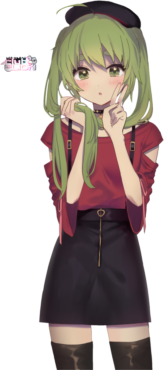 Green Haired Girl Anime Render - Green Haired Anime Girls (659x1211)