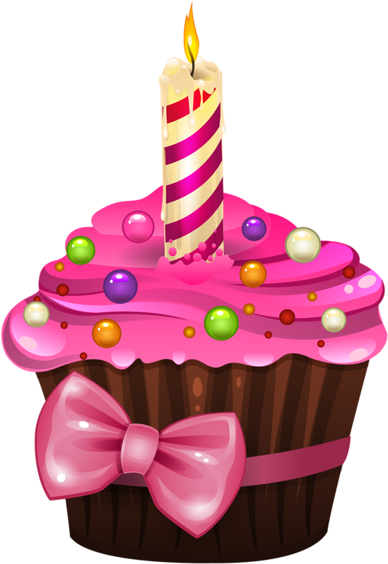 Muffins - Gateaux,tubes - Cupcake With Candle Clipart (582x800)