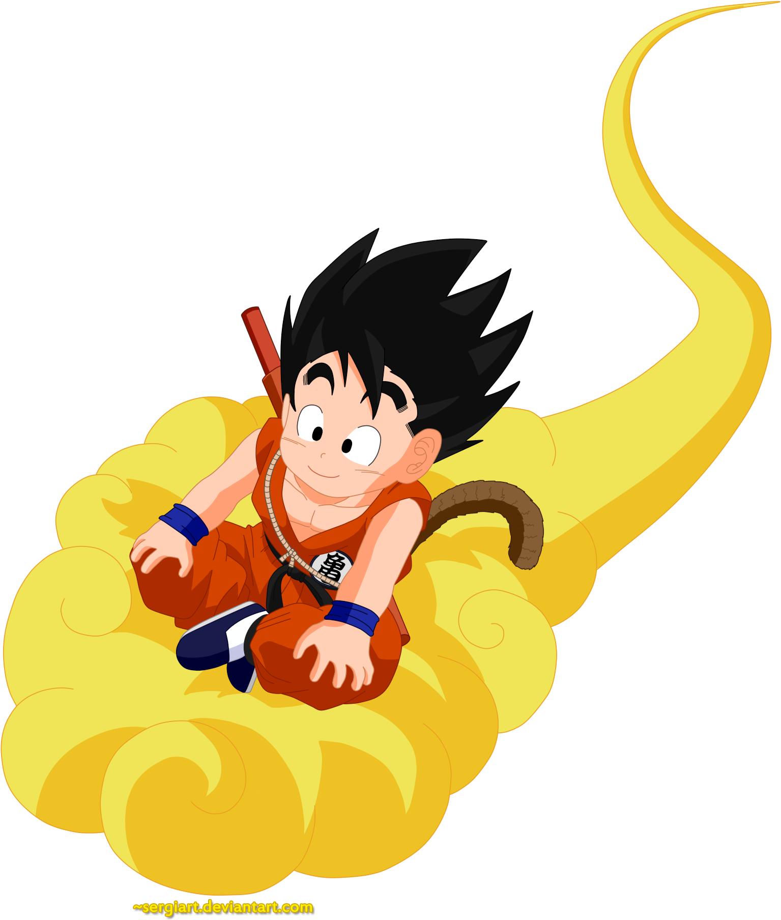 Son Goku By Sergiart Son Goku By Sergiart - Goku On Cloud Png (1600x2000)