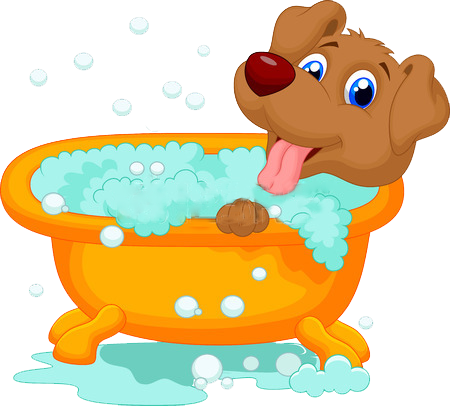 Dog Taking A Bath - Dibujos De Perros Bañandose (450x406)